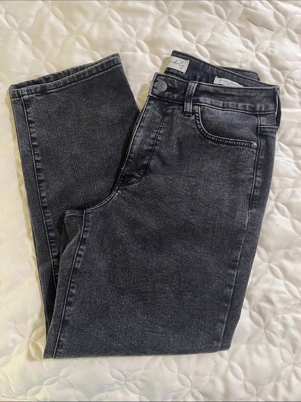 Wonderly Black Vintage Straight Denim Jeans With Subtle Fading